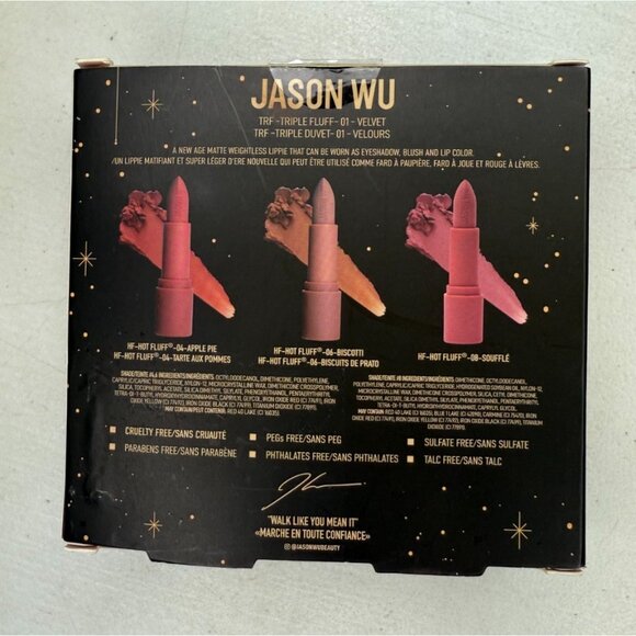 Jason Wu Triple Hot Fluff Lipstick Kit Apple pie / Biscotti / Souffle - Sealed - Picture 3 of 5